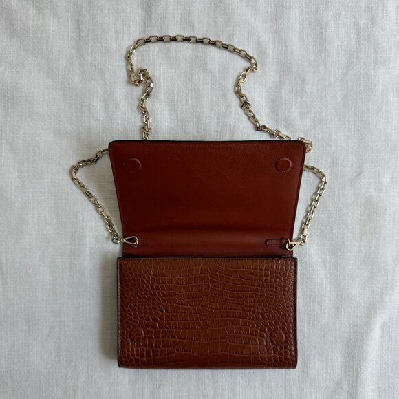 Jimmy Choo Croc-Embossed Leather Bag, Brown - Picture 7 of 7